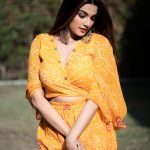 Yellow Bandhani Print Kimonos Knot Top & Pajama