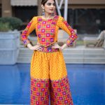 Golden And Red Kutchi Embroidery Work Top & Pajama