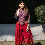 Black And Maroon Kutchi Embroidery Work Top & Pajama