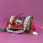 Maroon and Golden Kutchi Embroidery Work Boho Purse
