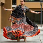 Black & Red Bagru Ajrakh Handblock cotton Chaniya choli