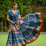 Blue Dabu handblock printed cotton Gamthi Chaniya choli