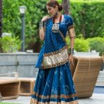 Blue handblock printed cotton Chaniya choli