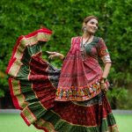 Red , Green & Black Bagru Ajrakh hand block Print cotton Chaniya choli