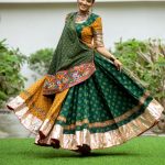 Green & Yellow Dabu & Ajrakh Cotton Chaniya choli
