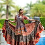 Black & Red Kutchhi work dupatta Cotton Chaniya choli