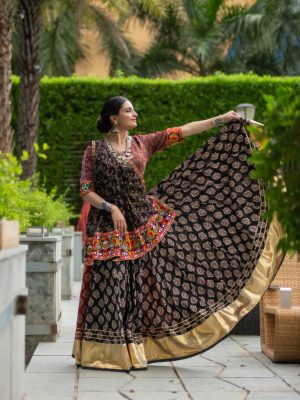 Black Cotton BlockPrint Chaniya choli