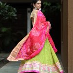 Pink and Parrot Green Cotton Chaniya choli