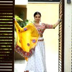 Yellow and White Embrodirey work Cotton Chaniya choli