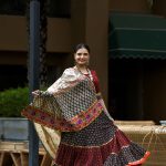 Red and black kutchhi work Chaniya choli
