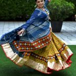 Yellow and Blue Ajrakh Cotton Chaniya Choli