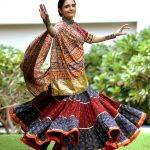 Red and blue kutchhi work Chaniya choli